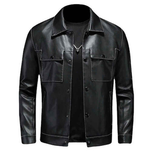 Trendy Wholesale <b>Men's</b> Cowhide Leather <b>Jacket</b> <b>Lightweight</b> Fashion with Zipper Ultimate Casual Street Style Leather <b>Jacket</b> - Product Image 1
