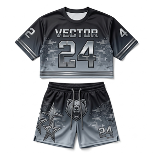 Ensemble haut court et short en maille minimaliste de luxe, couleur pastel, sublimation haute densité, vêtements de sport unisexes personnalisés - Product Image 5