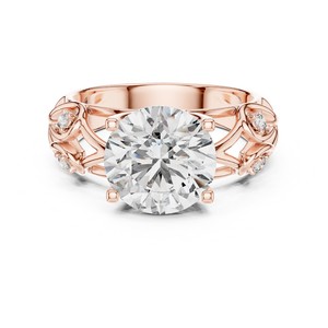 Bague de fiançailles en diamant de laboratoire 1 CT 2 CT 3 CT, bande ronde en filigrane, or massif 18K 14K 10K, argent 925, pour femme - Product Image 5