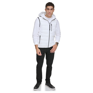 Chaleco Acolchado Casual para Hombre de la Mejor Calidad, Color Blanco, con Cierre, Sin Mangas, de Nailon y Poliéster, Cortavientos para Invierno, con Tres Bolsillos con Cierre - Product Image 4