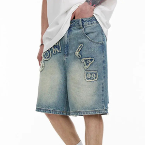 IRON MARK INDUSTRIES Pantalones Cortos de Mezclilla Oscuros Holgados de Alta Calidad, 100% Algodón, Lavado Desgastado, Secado Rápido y Transpirables, para Hombre, Verano - Product Image 3