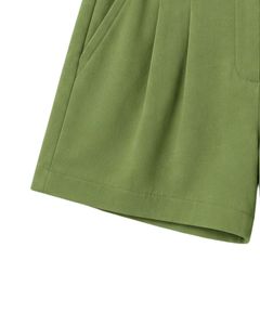 Ensemble deux pièces décontracté d'été pour femme : débardeur bleu ciel personnalisé par le fabricant et short vert olive – Tenue de détente sans manches - Product Image 6
