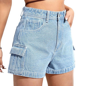 Drawstring Denim Men's Shorts Casual <b>Elastic</b> Waistband Stretch Cotton Lightweight Summer <b>Jean</b> Shorts with Pockets Wholesale - Product Image 1