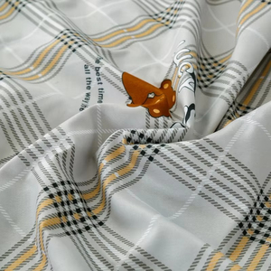 Modern Plaid Cotton <b>Duvet</b> Cover <b>Set</b> 300tc All-Season Washable Home Bedding Gray with Floral <b>Pillows</b> - Product Image 2