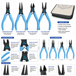 Professional Jewelry Making <b>Pliers</b> <b>Set</b> Round Nose Chain Nose Flat Nose End Cutting <b>Pliers</b> with Storage Case - Product Image 2
