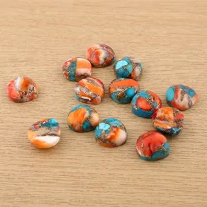 Oyster Copper Turquoise 8mm Trillion Shape Cabochon High Quality Loose Calibrated Mineral Gemstone with Flat Back Jewelry Making - Product Image 3