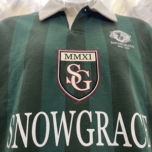 Veste de rugby rayée Snowgrace à manches longues avec logo brodé, col rabattu, coupe classique, vêtements unisexes pour adultes - Product Image 6