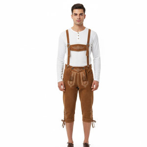 ชุดสูทผู้ชายสไตล์บาวาเรียน Lederhosen สำหรับธุรกิจ ผ้าสแปนเด็กซ์/คอตตอน กระดุมสองแถว ลายนูน ผ้าแคนวาสน้ำหนักเบา ผลิตตามแบบ OEM - Product Image 1