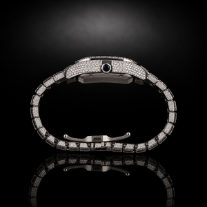 Reloj Mecánico de Movimiento Automático Cuadrado con Esfera Romana de Alta Calidad Estilo Hip Hop, Completamente Adornado con Diamantes VVS Moissanite - Product Image 4