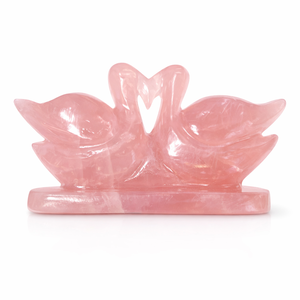 Wholesale Natural Rose Quartz Gemstone Swan Pair Carving Duck Love Birds <b>Statue</b> Feng Shui Healing Home Decor Gift - Product Image 1
