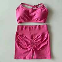 Conjuntos Deportivos de Yoga para Mujer de Alta Calidad, Ropa Deportiva Corta, Sólida, Ecológica, de Spandex/Algodón, con Logotipo Personalizado, Antibacteriana y de Secado Rápido