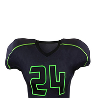 Ensemble d'uniformes de football américain personnalisés, vert marine, numéro 24, col en V, manches courtes, évacuation de l'humidité, pour hommes adultes, toutes saisons