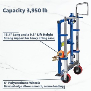 Carretilla Manual Comercial de Alta Resistencia, Capacidad de Carga de 3,950 lb, para Muebles y Equipos, Juego de 2 Carretillas de Acero Azul con Correas - Product Image 3