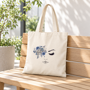 Bolsa de Tela de Algodón Natural de 150 GSM, 38x42cm, con Estampado de Rostro Abstracto, para Compras, con Logotipo Personalizado, Venta al Por Mayor, OEM, Marca Privada, Ecológica, B2B, UE - Product Image 4