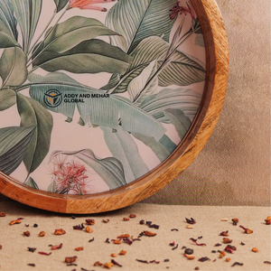 Handcrafted Mango Wood Epoxy Resin Storage Tray Decorative Floral Mosaic <b>Rectangle</b> Platter for <b>Coffee</b> <b>Table</b> & Home Decor - Product Image 4