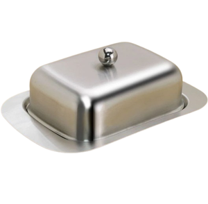 Plat à beurre rectangulaire en acier inoxydable avec couvercle, pour la conservation de la fraîcheur, design minimaliste, couleur unie - Product Image 5