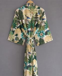 Robe Kimono d'été décontractée à imprimé floral, vêtements de nuit d'été et kimono décontracté pour femmes à imprimé floral 100% coton - Product Image 4