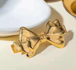 กิ๊บติดผมสแตนเลสแบบกันหมอง กิ๊บติดผมรูปโบว์สำหรับผู้หญิง กิ๊บติดผมสแตนเลสรูปโบว์สำหรับผู้หญิง เครื่องประดับผมเจ้าสาว - Product Image 5