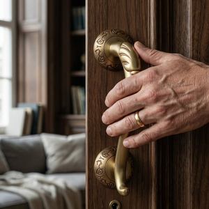 Manija de Puerta de Diseño Moderno y Duradero de Latón Macizo Lyra |   Palanca Curva de Lujo con Grabado Ornamental para Hoteles Arquitectónicos de Alta Gama - Product Image 2
