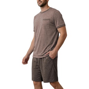 Ensemble de pyjama sportif pour hommes et enfants, gris, 100% polyester, manches courtes, col rond, couleur unie, respirant, décontracté, shorts d'été - Product Image 5