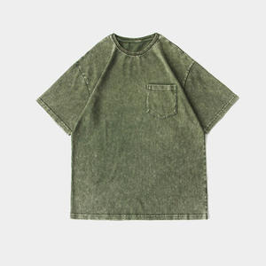 T-shirt homme coupe slim, style tendance, délavé à l'acide, prix abordable, manches courtes, personnalisable - Product Image 3