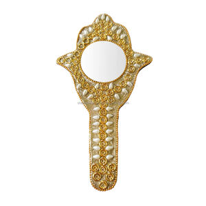 Espejo de Mano Étnico Indio con Lentejuelas y Cuentas, Accesorio Decorativo para el Maquillaje, Espejo Personal Bonito y Portátil con Cuentas - Product Image 5