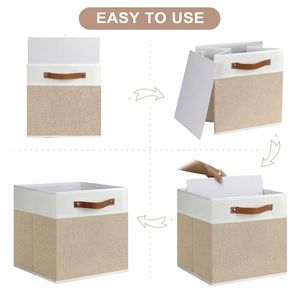 Lot de 4 cubes de rangement en tissu 11 x 11, paniers de rangement décoratifs avec poignées pour étagères, bacs de rangement cubiques pratiques et esthétiques - Product Image 6