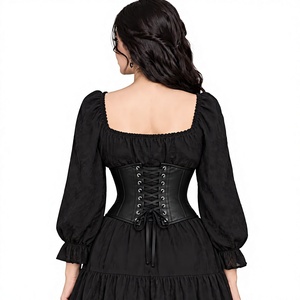 Wholesale OEM Customizable Black Leather <b>Corset</b> Waist Cincher Front Clasp Silver Steel <b>Boned</b> Cotton Lining <b>Corset</b> Daily Used - Product Image 3