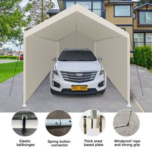 Carpa de Almacenamiento Portátil Resistente Blanca de 12x20 para Exteriores, Garaje, Toldo Versátil - Product Image 2