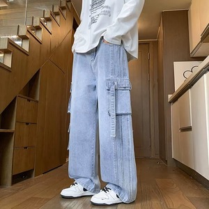 Autumn New Men's <b>Cargo</b> <b>Pants</b> Loose Jeans Multi Pocket <b>Work</b> Wearing Jeans Street Hip Hop Straight Wide Leg Autumn Style Custom - Product Image 4
