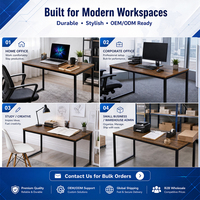 Bureau d'ordinateur industriel, bureau à domicile, bureau d'écriture, table d'étude en bois rustique, structure métallique robuste, poste de travail pour ordinateur portable, mobilier
