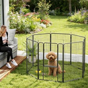 Clôture noire pour animaux de compagnie et cage pour chien pour une meilleure visibilité et accessibilité - Product Image 1