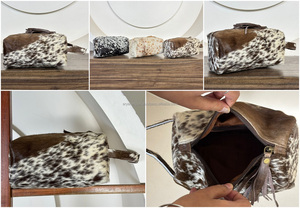 New Designer Cowhide Fur Leather Toiletry Organizer Shaving Kit Man Women Hair on Hide Fur Travel Cosmetic Bags <b>Makeup</b> Bags - Product Image 3