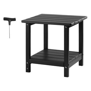 "Double Layer HDPE 17.72W X 14.96D X 17.32H Inch Patio & Mall <b>Outdoor</b> <b>Side</b> <b>Table</b> Easy Maintenance Harsh Weather Resistant" - Product Image 1