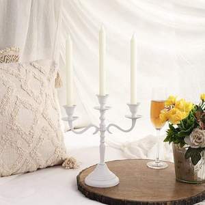 Elegant Wholesale White Metal Candle Holder 5 Arm Creative Candle <b>Jar</b> <b>Decorative</b> Candle Stand for Party Wedding Home At Low Cost - Product Image 1