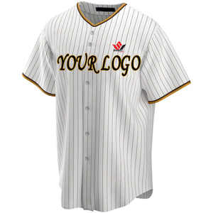 Maillot de baseball personnalisé à rayures blanches et bleues, impression par sublimation, unisexe, manches courtes, boutons sur le devant, respirant, uniforme d'équipe avec nom - Product Image 4