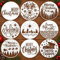 9 pochoirs ronds de Noël de 12 pouces pour la peinture, modèles réutilisables en PET pour enseignes en bois, porte-clés, décorations de vacances DIY