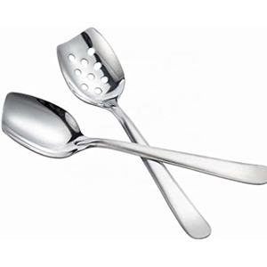 Cuchara chapada en plata de nuevo diseño, juego de servir ensalada con mango plano, cuchara grande con mango largo, ensalada de buffet - Product Image 1