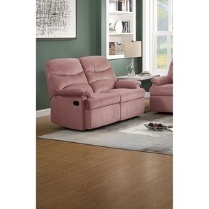 Luxurious Blush Pink <b>Velvet</b> 2-Seater Manual Recliner <b>Loveseat</b> Plush Armrest Living Room Furniture with Manual Motion 1pc Couch - Product Image 1