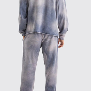 Good quality <b>Tie</b> <b>Dye</b> Hooded Tracksuit 100% Cotton Full Length Loose Fit Gradient Color Casual Autumn Wear With Side Pockets - Product Image 5