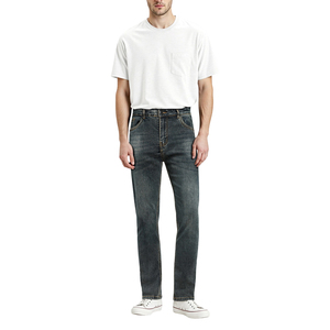 High Quality Casual Denim Pants Wholesale Slim Fit Custom Logo Straight <b>Jeans</b> for <b>Men</b> - Product Image 1