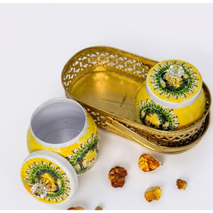 Ensemble de pots de rangement modernes en fer découpé au laser, faits à la main, avec motif de fleur de lotus, pour centre de table, organisateur, bols à bonbons et condiments, Diwali - Product Image 6