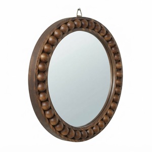 Round Wall <b>Mirror</b> Wooden Bead Frame Decorative <b>Hanging</b> <b>Mirror</b> for Bathroom Dressing Makeup Home Decor - Product Image 6