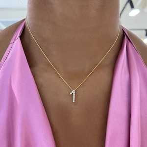 สร้อยคอจี้เพชรทรงกลม เพชรเลี้ยงในห้องปฏิบัติการ ฝังแบบ Pave สไตล์มินิมอล สำหรับใส่ทุกวัน สายยาว 18 นิ้ว ขายส่ง ทองคำแท้ 14K 18K - Product Image 5