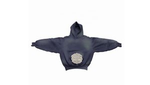 Sweat à capuche style streetwear violet tie-dye, coupe oversize et carrée, épaules tombantes, effet vieilli, broderie, délavage à l'acide, délavage à la pierre, strass - Product Image 2