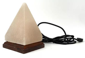 Lampes en sel naturel de l'Himalaya en forme de pyramide, décor spirituel, mini lampes USB avec base en bois, sel naturel. - Product Image 2