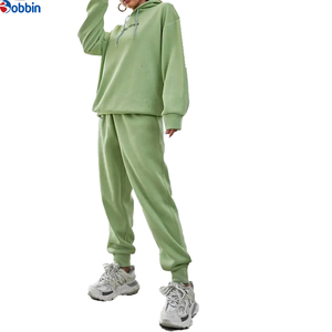 Conjunto Deportivo Personalizado para Mujer, Sudadera con Capucha Verde Sólido, Pantalones Largos Holgados con Bolsillos Laterales, Ropa de Otoño - Product Image 2