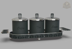 ชุดกระป๋องอะลูมิเนียมสำหรับเก็บของในครัว พร้อมฝาปิดและถาด ดีไซน์หรูหรา เป็นมิตรกับสิ่งแวดล้อม ผลิตตามสั่ง ส่งออกจากอินเดีย สำหรับชา กาแฟ น้ำตาล - Product Image 5