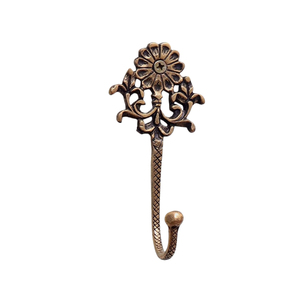 Antique Floral Carved <b>Metal</b> Wall Hook Vintage Decorative Single Robe Towel and <b>Coat</b> <b>Hanger</b> for Entryway Hardware For Home Decor - Product Image 1