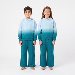 Kids Two Shade Sublimation Hood Tracksuit Boys Girls Wide Leg Pants Custom Sportswear Matching <strong>Outfit</strong> Bulk Wholesale Apparel <strong>Pro</strong> - Product Image 3